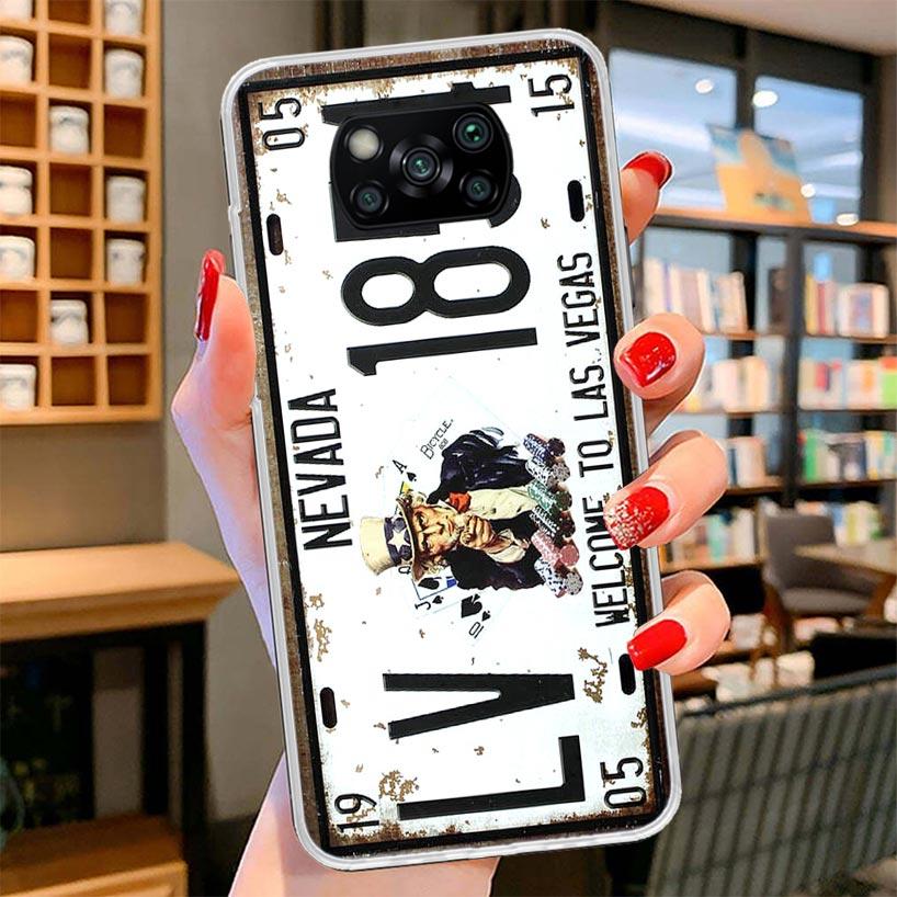 License New York Plate Number Cover Phone Case For Xiaomi Poco F7 Ultra X7 X6 X5 Pro M7 Redmi 15C 15 13C 13 12C 12 10C 10 9A 9C