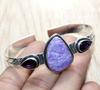 Charoite Amethyst 925 Silver Plated Bangle 7" Stylish Gift Most Beautiful T3B06