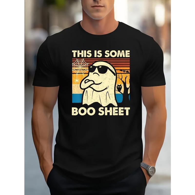 Футболка с принтом букв Мужская Хэллоуинская футболка с призраком Топ Мужской Хэллоуинская футболка с коротким рукавом Мужской топ S