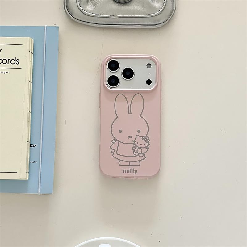 

Sweet Girly Line Art Cat Phone Case for iPhone 17, 16 Pro Max, 15, 14 with Hand Strap iPhone 15