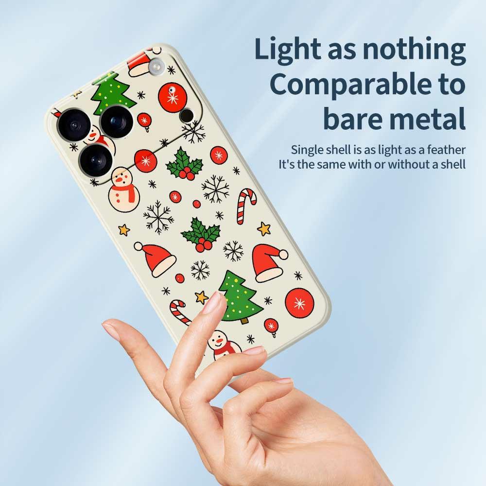 For iPhone 17 Pro Max Case Christmas Elements Pattern Printing Straight Edge TPU Phone Back Cover