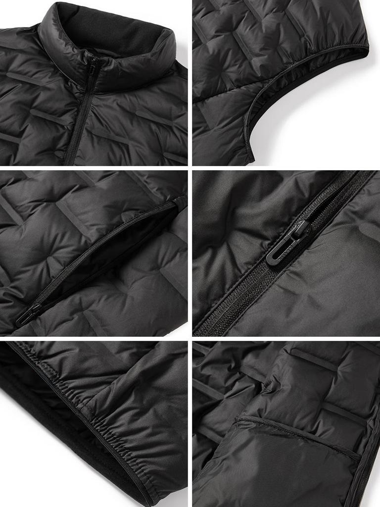Leichte Daunenweste für Herren - Herbst/Winter Stehkragen Gilet mit Innenlage aus weißer Entendaune. Kurze, ärmellose Jacke.