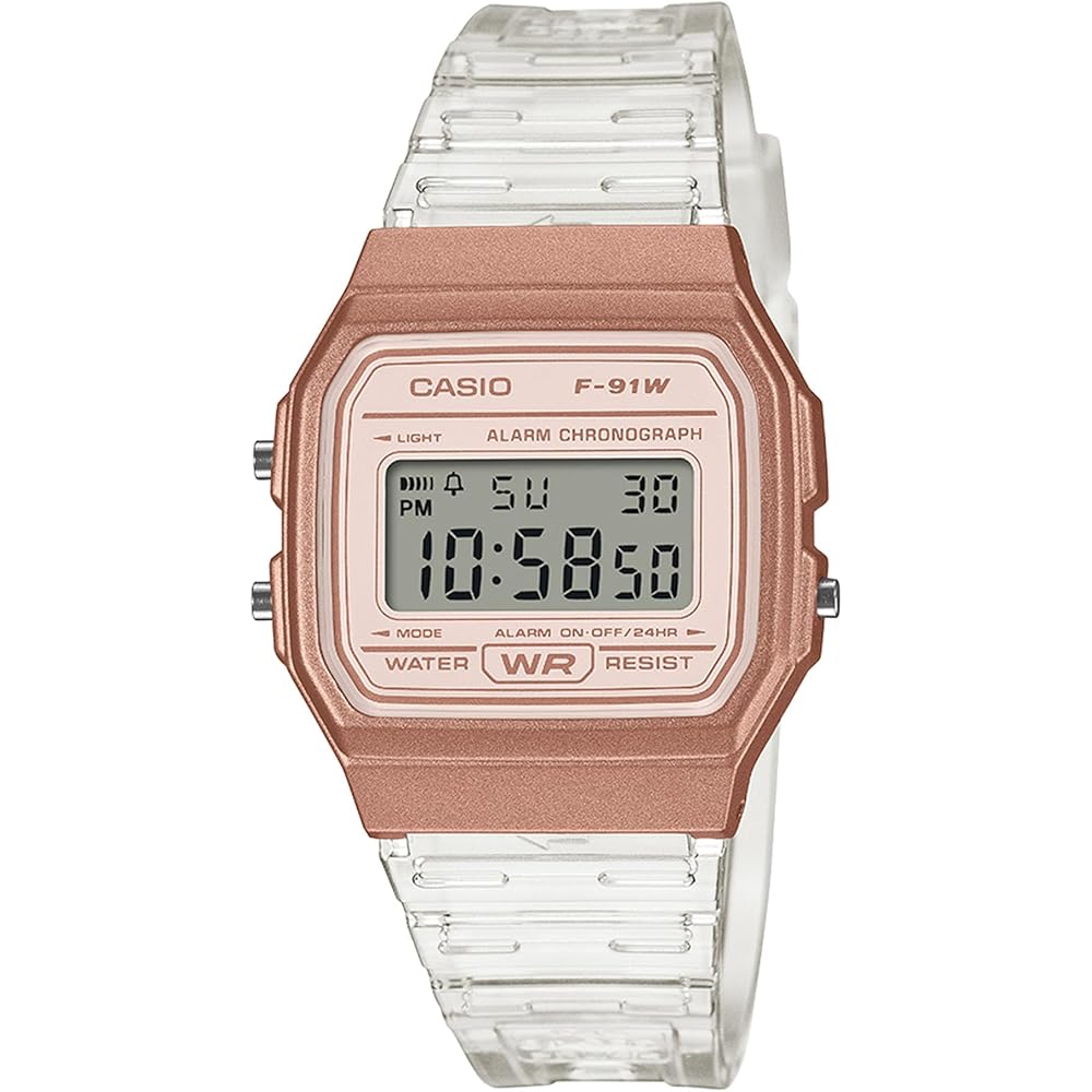 Casio Collection F-91WS-7A3JF Unisex Watch Rose Gold Stainless Steel Water Resistant