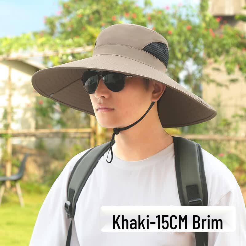 Ronglv Summer Sun Protection Work Bucket Hat with 15CM Brim