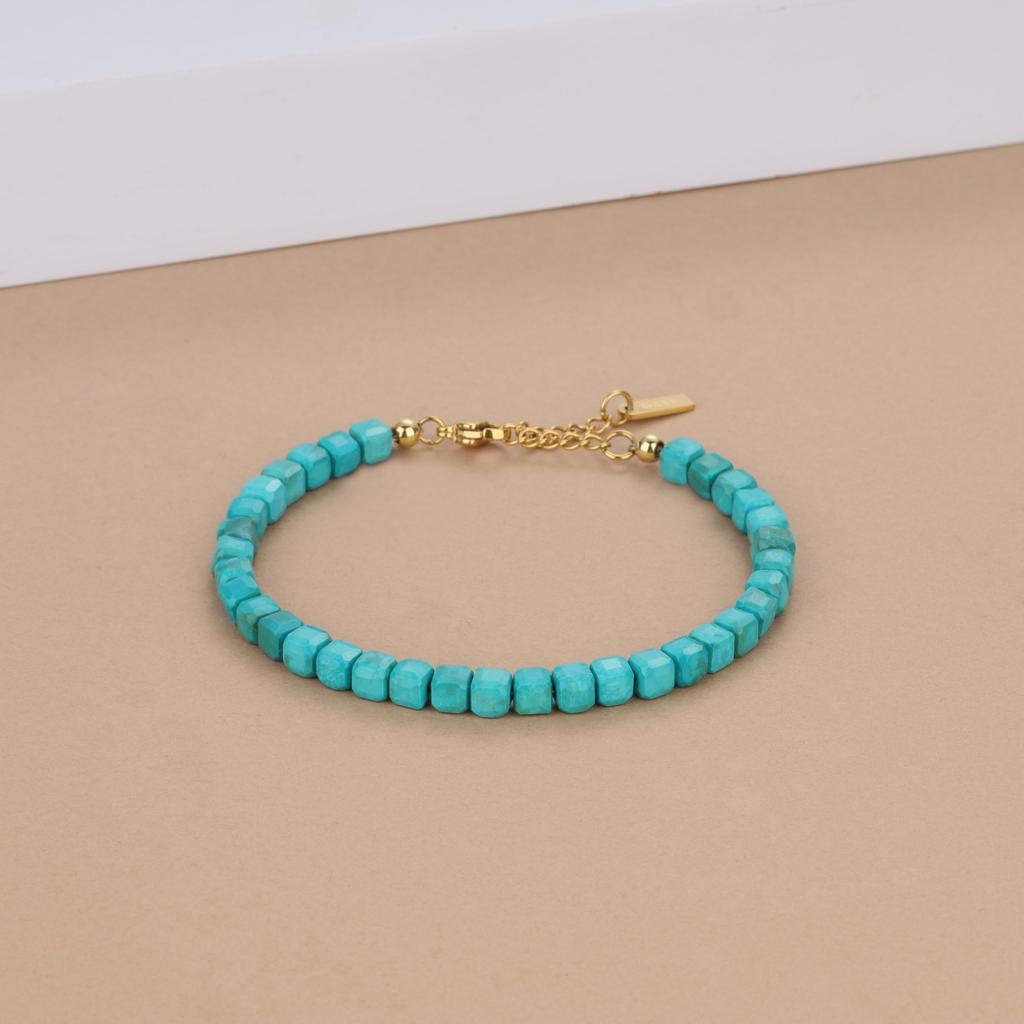 GAVU Birthstone Turquoise Stainless Steel Power Stone Bracelet for Women