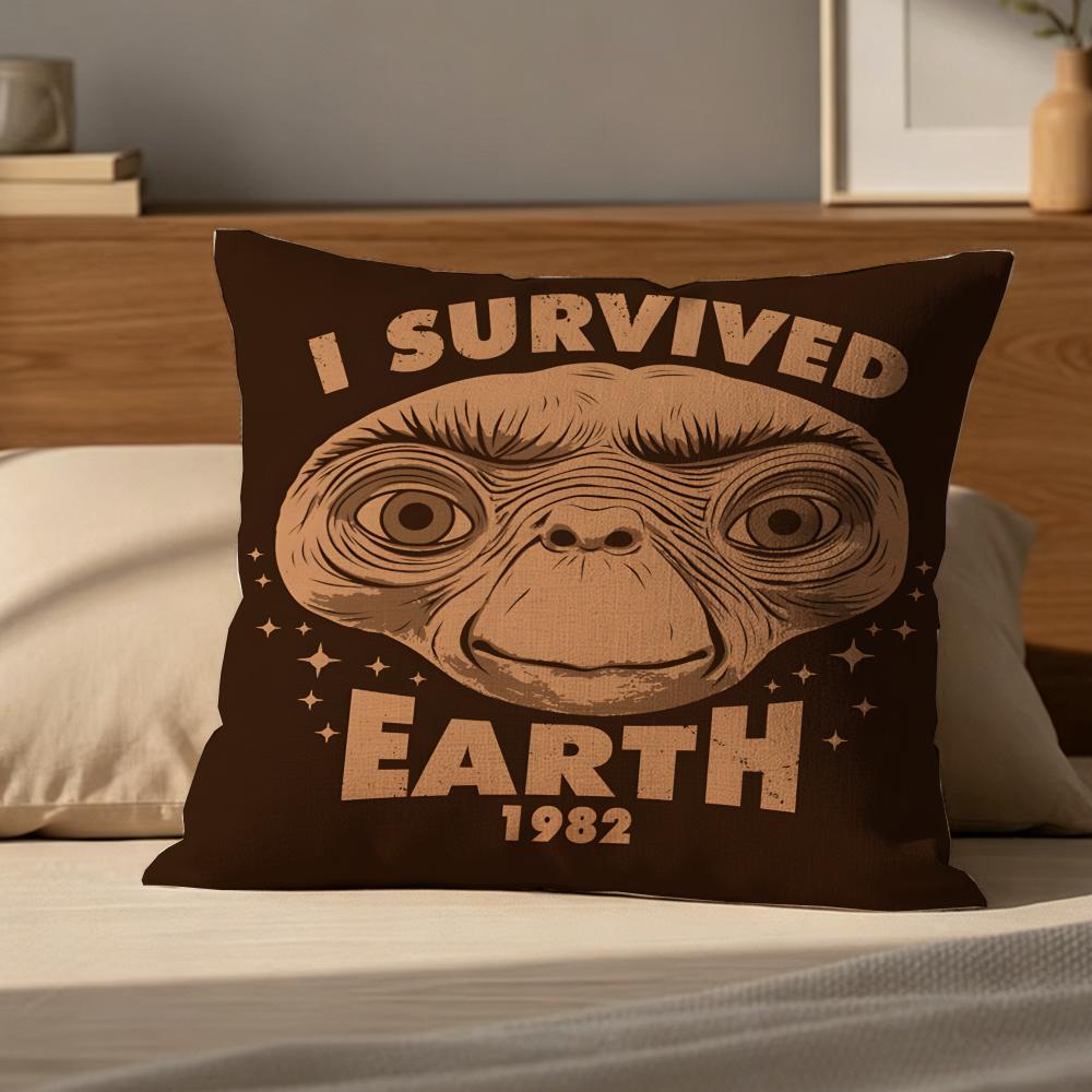 Cushion Cover Cushion Cover Pillowcase, Anti-Mite Invisible Zipper, Linen Sofa Cushion E-E.T. The Extra-Terrestrial