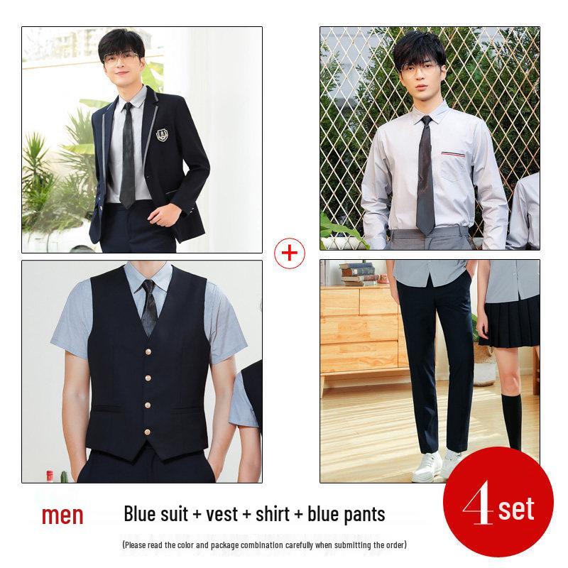 Unisex College-Style JK Uniform: Pleated Skirt & Suit Set
