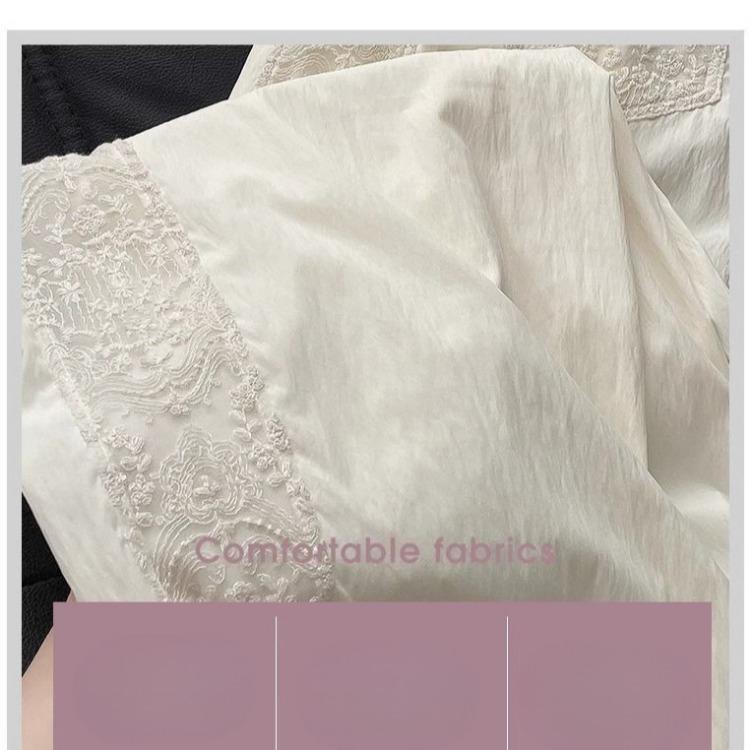 Pantalones Patchwork de Encaje Vintage Mujer Verano Sueltos High Street Pierna Ancha Casual