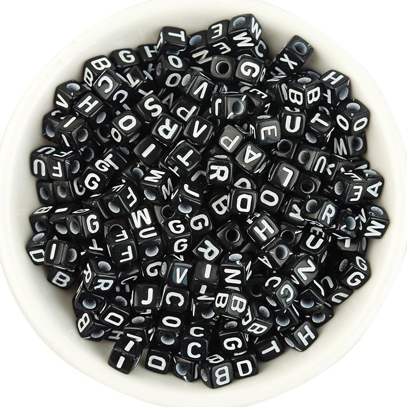 100pcs/Lot Mixed Round Flat Acrylic Letter Beads Alphabet Digital Cube Loose Spacer Beads For Jewelry Making Diy Bracelet