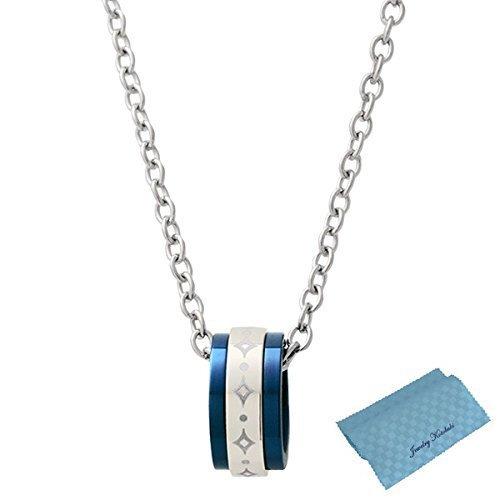 Fe-fe Phiten Titanium Necklace with Blue Pendant, Size 11, 2-Piece Set (Necklace and Kotobuki Jewelry Polishing Cloth)