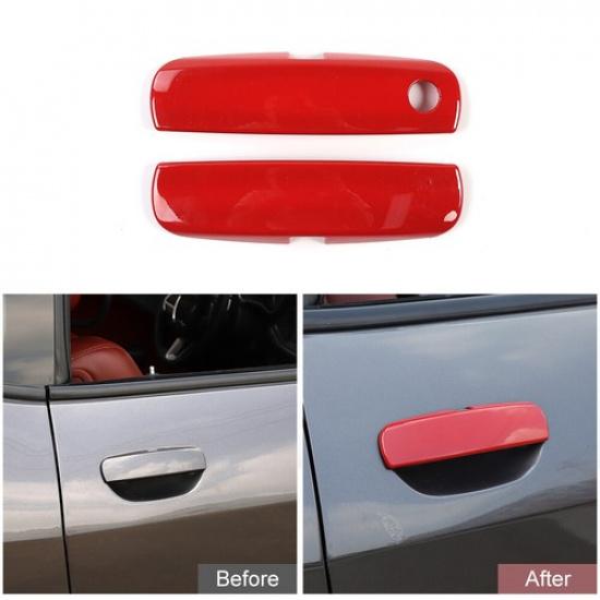 2pcs Door Handle Trim Cover Decoration Bezels for Dodge Challenger 2012- Red