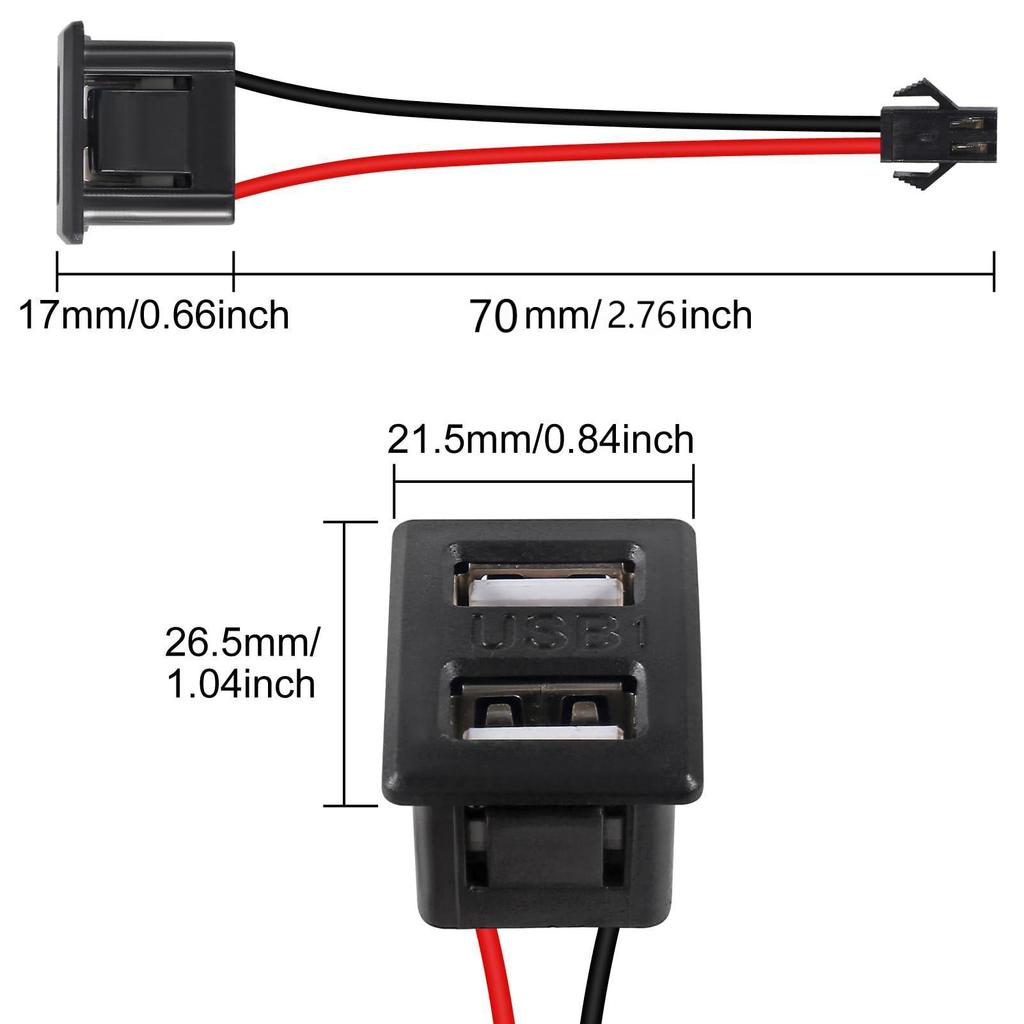 Double Layer USB Socket Type-C Female Socket A Female USB Lamp Buckle Charging Socket Power Socket With Wire Connector
