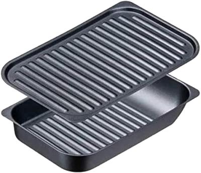 Industry Ishigaki Grill Pan Black Approx. 18cm (W) X 28cm (D) Grill Master Saury Grilling Plate Wavy Plate Set Recipe Included Fish Grill Gas