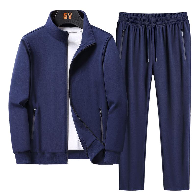 881 Herre 8XL Sportsklærsett: Høst/Vinter Cardigan & Bukser, Ensfarget Casual Stil
