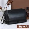 Portable Cosmetic Bag PU Leather Wash Bag Travel Business Trips Large Capacity Multi Pocket Design Handheld Leather Wash Bag