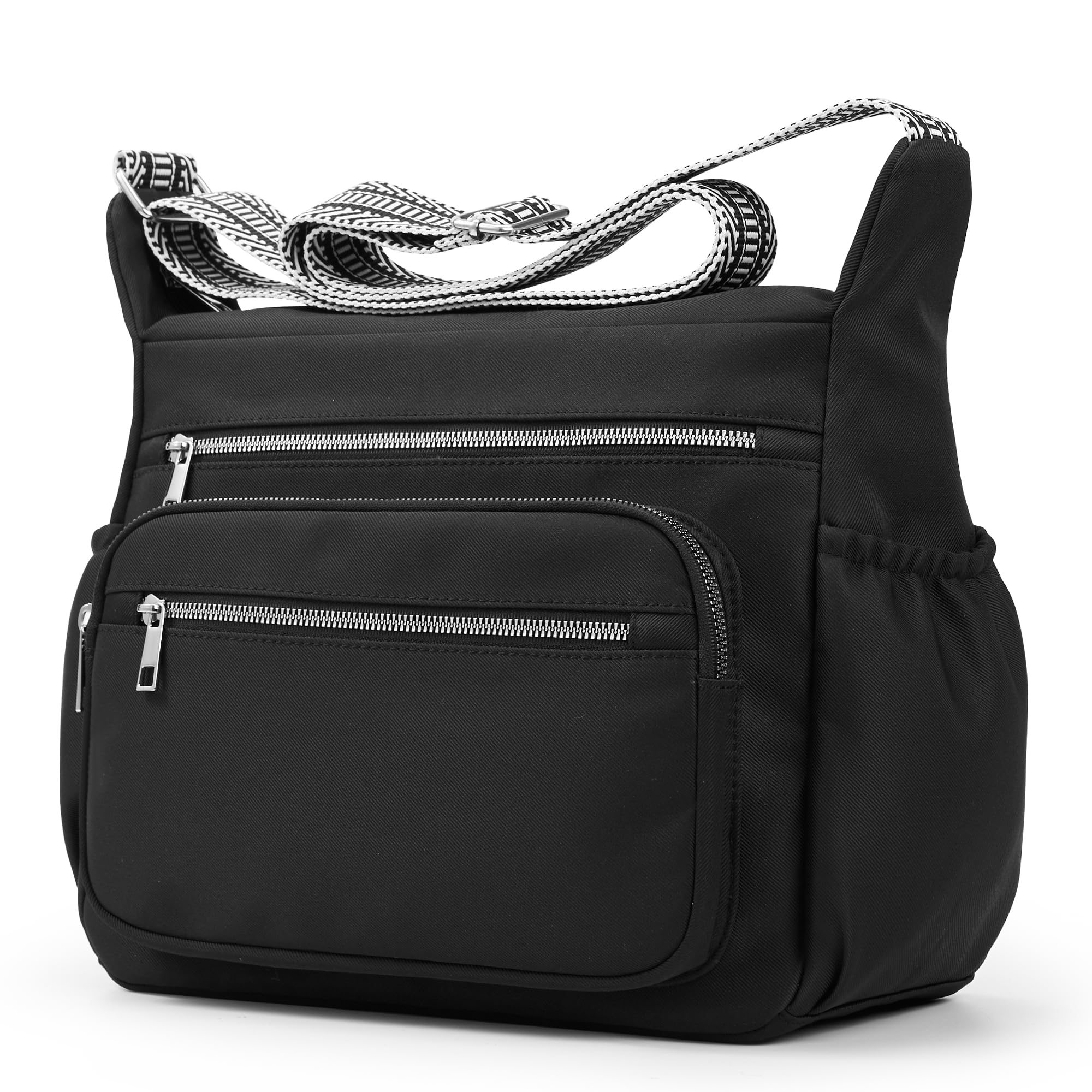 

FANCY Shoulder large 9 crossbody shoulder for women and for school and work [KALIDI FOREST] bag, capacity, pockets, bag, bag, multi-functional, nylon, чорний