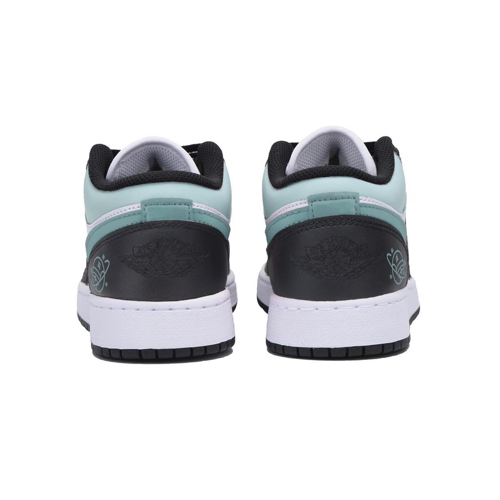 Jordan Air Jordan 1 Abrasion Resistant Slip Resistant Low Top Vintage Basketball Shoes Men's Black White Green 553558-131(Team85-)