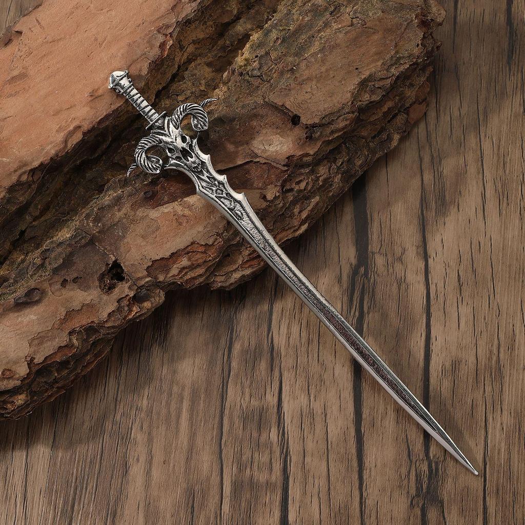 Viking Gothic Skull Ram Head Sword Hair Stick - Norwegian Style Party Accessory