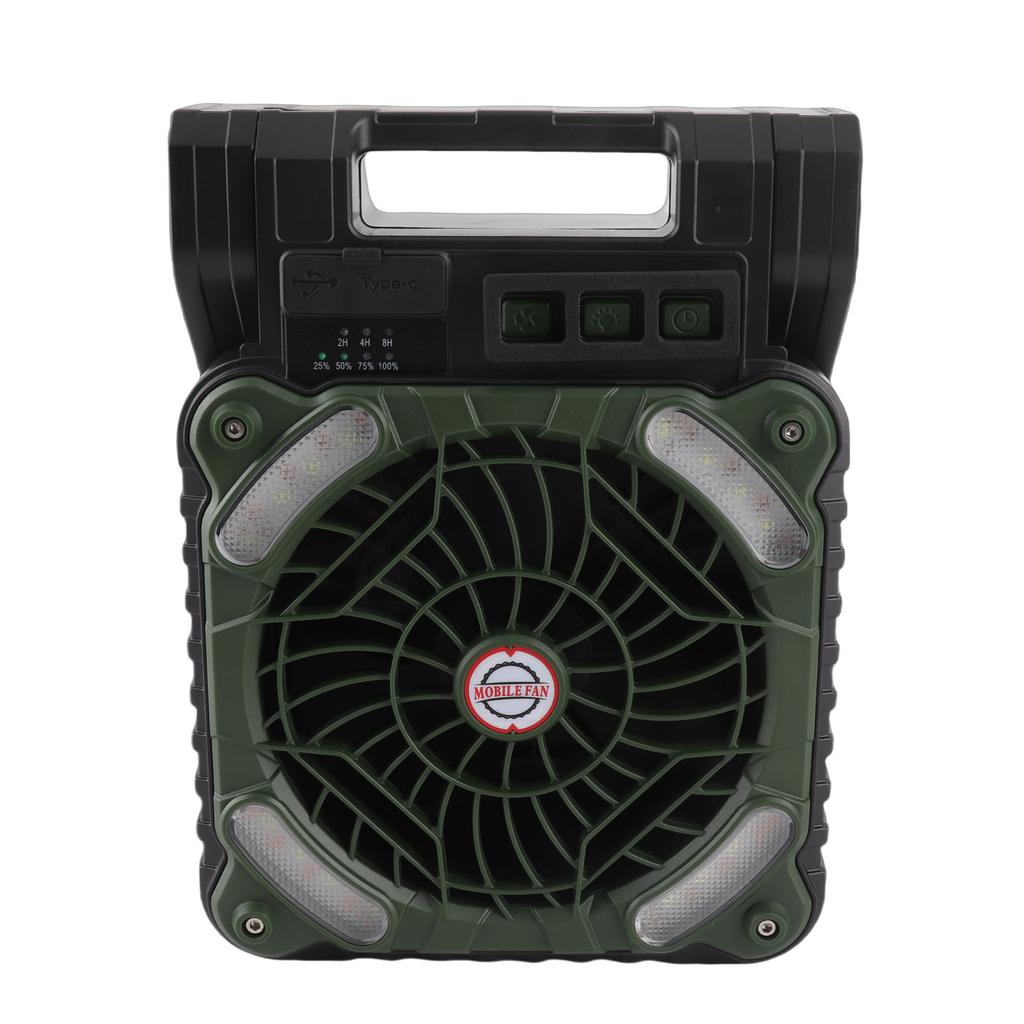 Solar Fan 5200MAH Type C Charging 4 Speed   Brushless Motor 4.5mCelsiuss Low Noise LED Timer Solar Camping Fan for Fishing Outdoor Activities