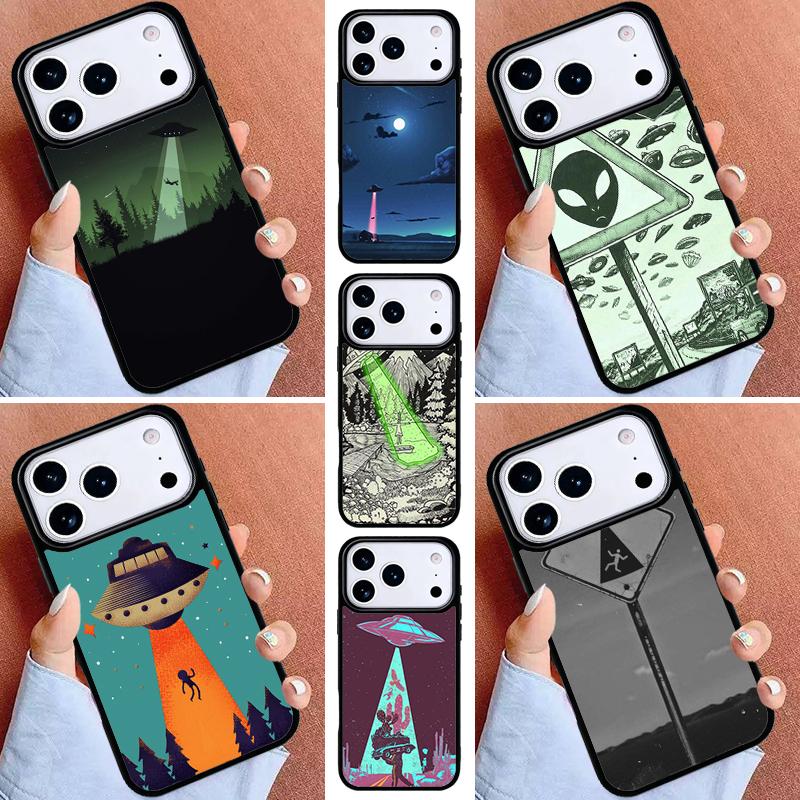 Sky aliens UFO astronauts lovely Phone Case for iPhone 17ProMax 12 13 14 15 16e 17 Pro Max Plus Air Cover