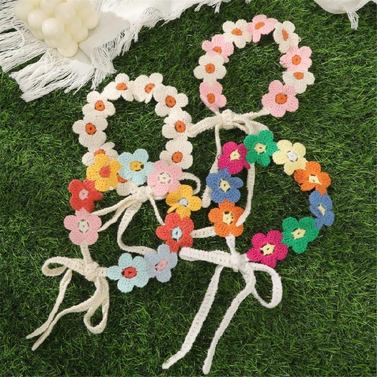 Soft Knitted Flower Hairband Adjustable Headwrap For Sensitive Scalp Beach Wedding Or Daily Use