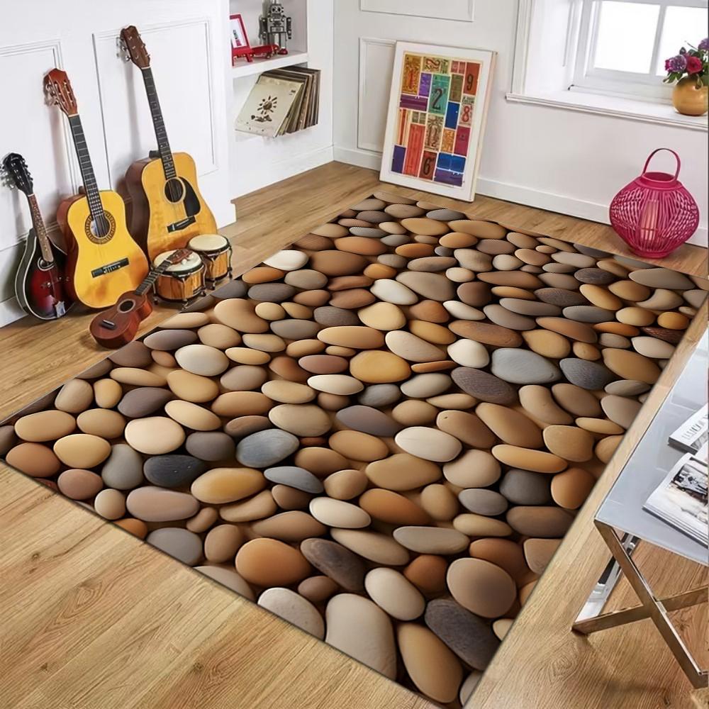 3D Rug Realistic Pebbles Floor Mat Live Room Bedroom Easy To Clean Rugs Children's Play Mat Home Decor Carpet Table Chair Mat