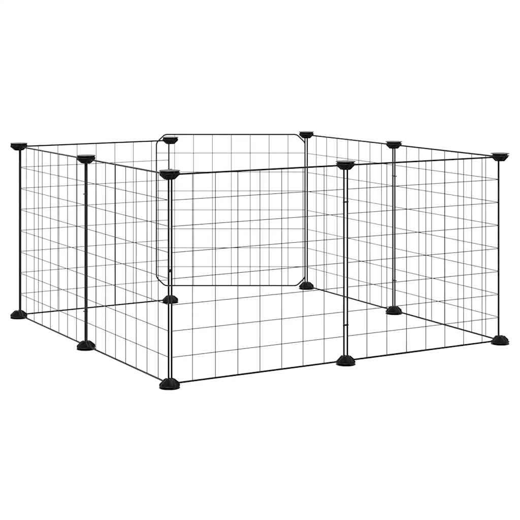8 Panel Pet Cage with Door Black 35 X 35 Cm Steel