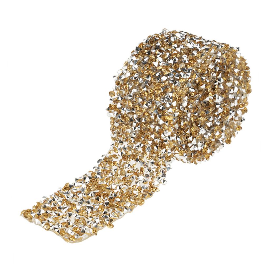 Mesh Wrap Roll Rhinestone Ribbon Wedding Decoration (Blue & Black)