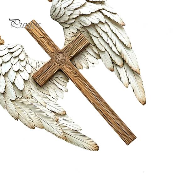 Holiday Home Decorations 2D Wooden Angel Wings Wall Hanging Plaque, Religious Faith Art Christmas Party Sign Sign, Rustic Christian Decor, Spiritual