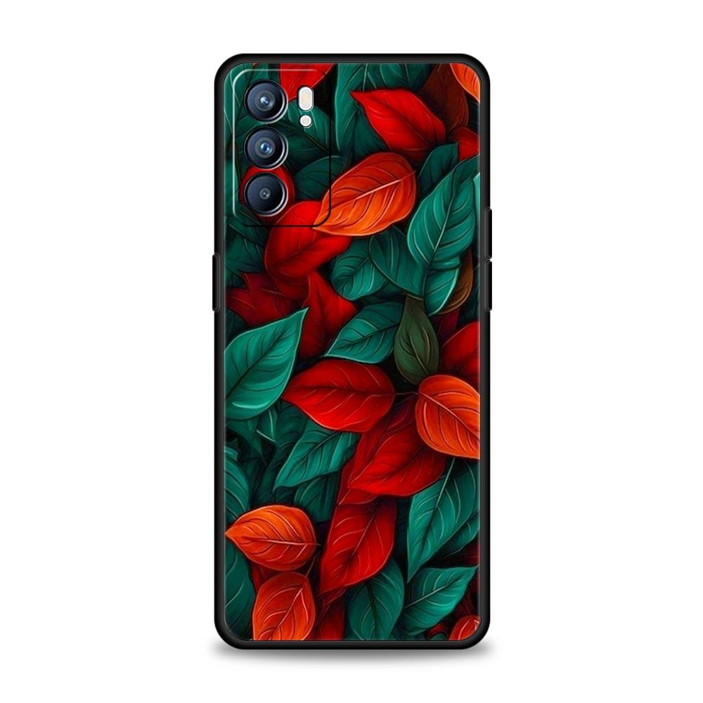Cartoon Leaf Phone Case For Oppo A17 A31 A54 A57 A78 A79 A98 Find X5 X6 Reno 6 7 8 10 11 12 13 F Pro 5G Soft TPU Cover Funda Bag