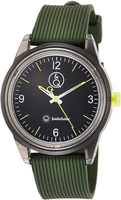 [Citizen Q&Q] Analoge Smile Solar Wasserdichte Urethanarmbanduhr RP10-006 Herren Schwarz x Grün