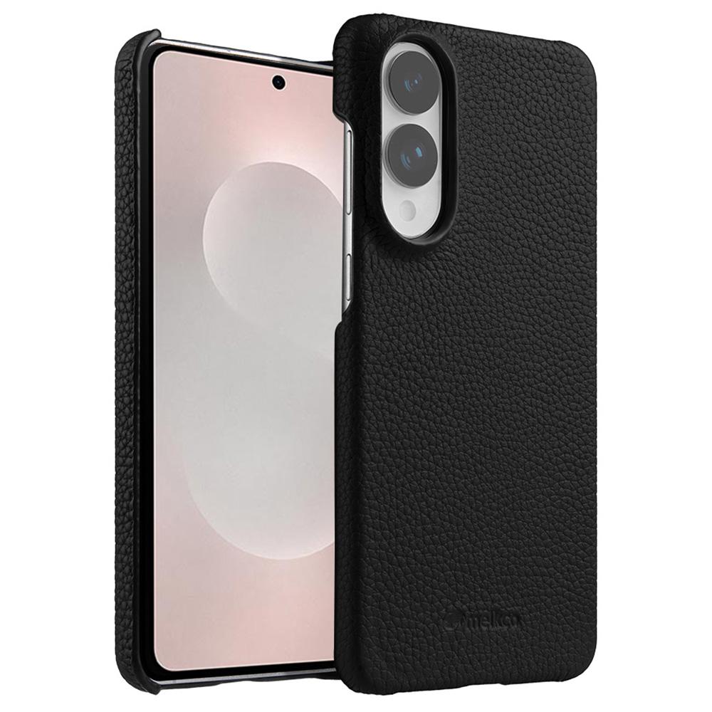 MELKCO Custodia Edge Incompleta per Samsung Galaxy S25 Rivestita in Vera Pelle Bovina Copertura PC