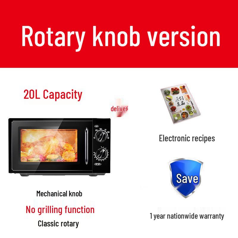 Smart Flatbed Microwave: Compact All-in-One Lightwave Oven with Micro-Steam-Bake, Timer, and Reservation Features