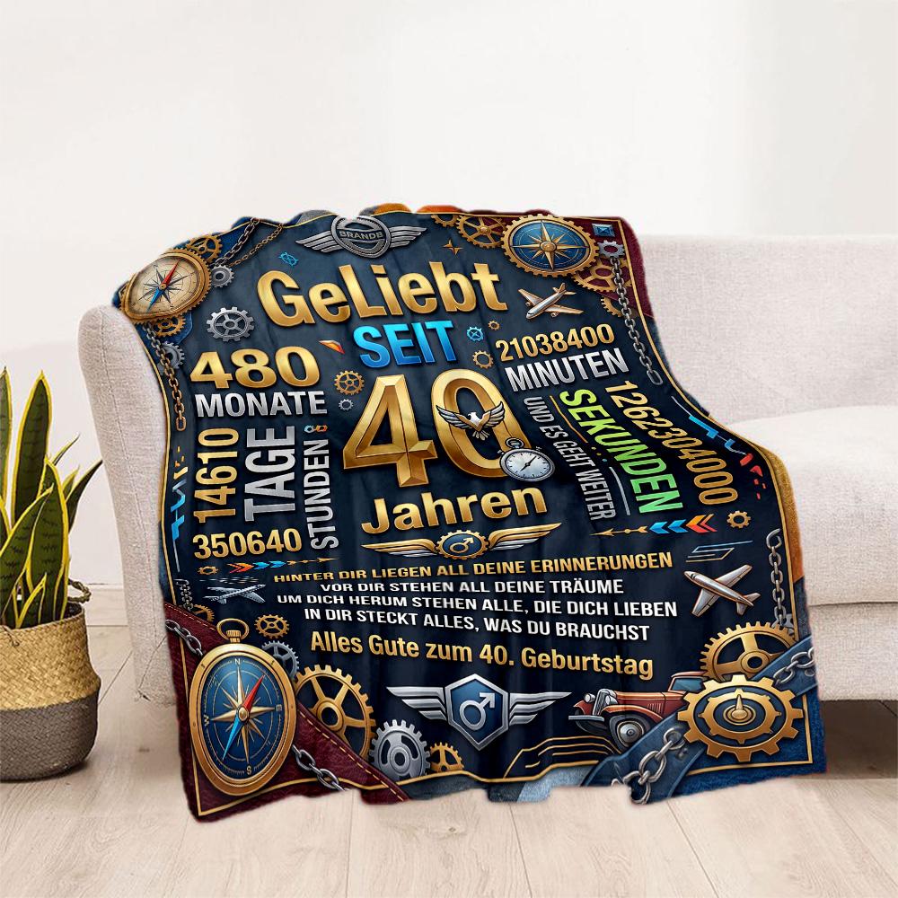 Happy 40th Birthday Celebration Blanket Soft & Cozy Suitable for Bed Office Seaside for All Seasons Modern Gifts For Family Or Friends