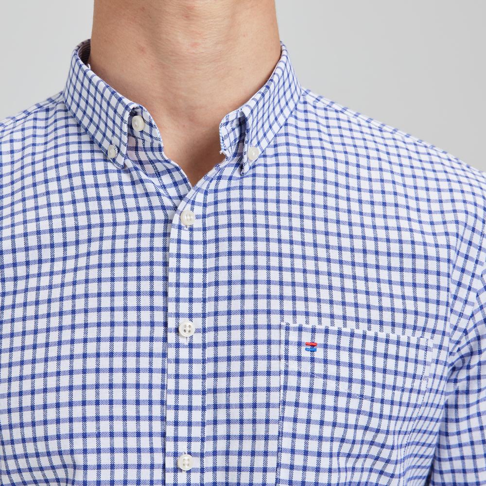 Cămașă Oxford cu mânecă lungă cu dungi în carouri pentru bărbați - Calitate premium, respirabilă, cu nasturi - Ideală pentru evenimente de afaceri și formale