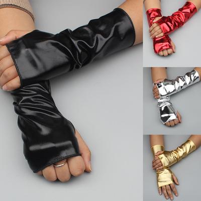 Gloves Short Gloves Gloss Pu Leather Dress Up Gloves For Valentines Day
