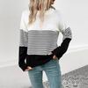 Autumn 2026 European & American Casual Stripe Color Block Sweater - Long Sleeve, Round Neck Pullover
