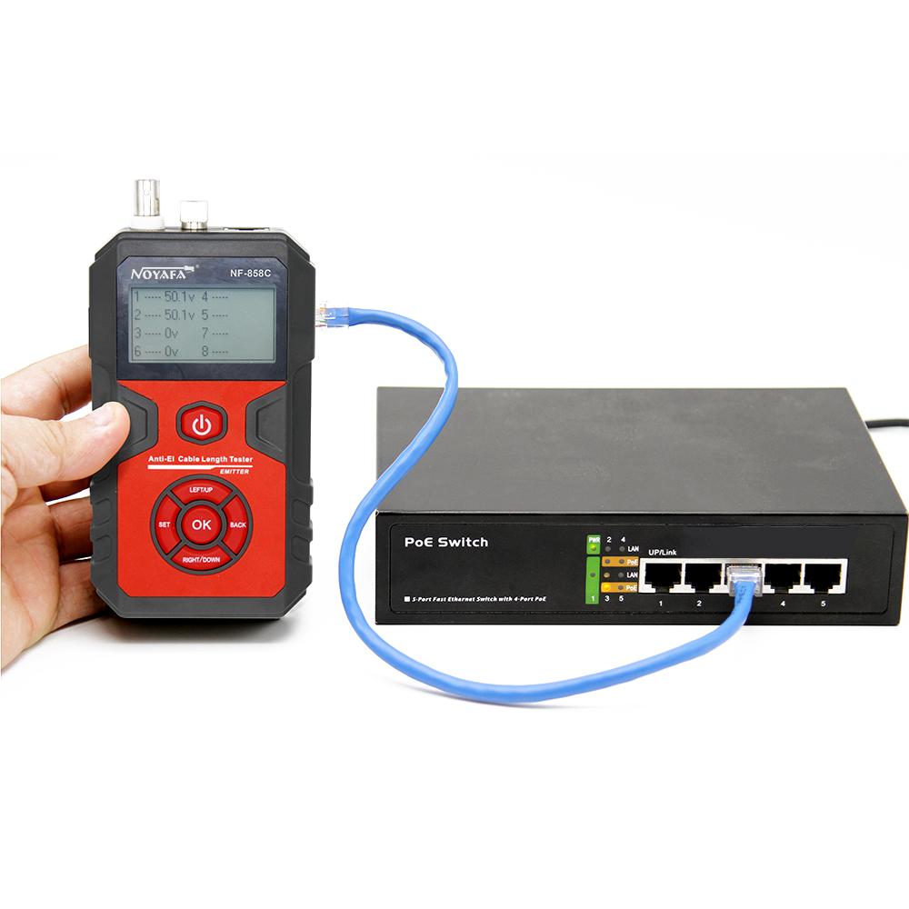 NOYAFA NF-858C Cable Tester Trace Line Locator LCD POE BNC Finder Port Blinking Red Light Test Measure Length Cable Tracker Network tools