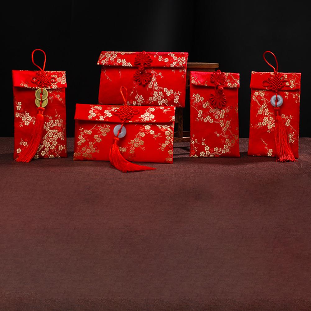 Chinese Brocade Red Envelope Bag Spring Festival Luck Red Packets Bag 2026 New Year Decoration For Chinese Wedding Birthday