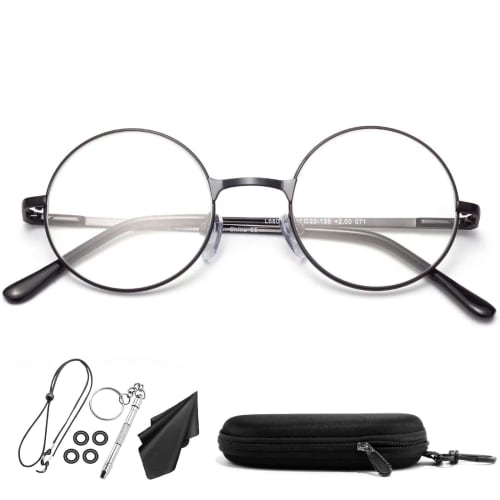 

Стильные круглые очки для чтения Soarea для мужчин и женщин с блокировкой синего света, милый дизайн (Черный, 2.00)