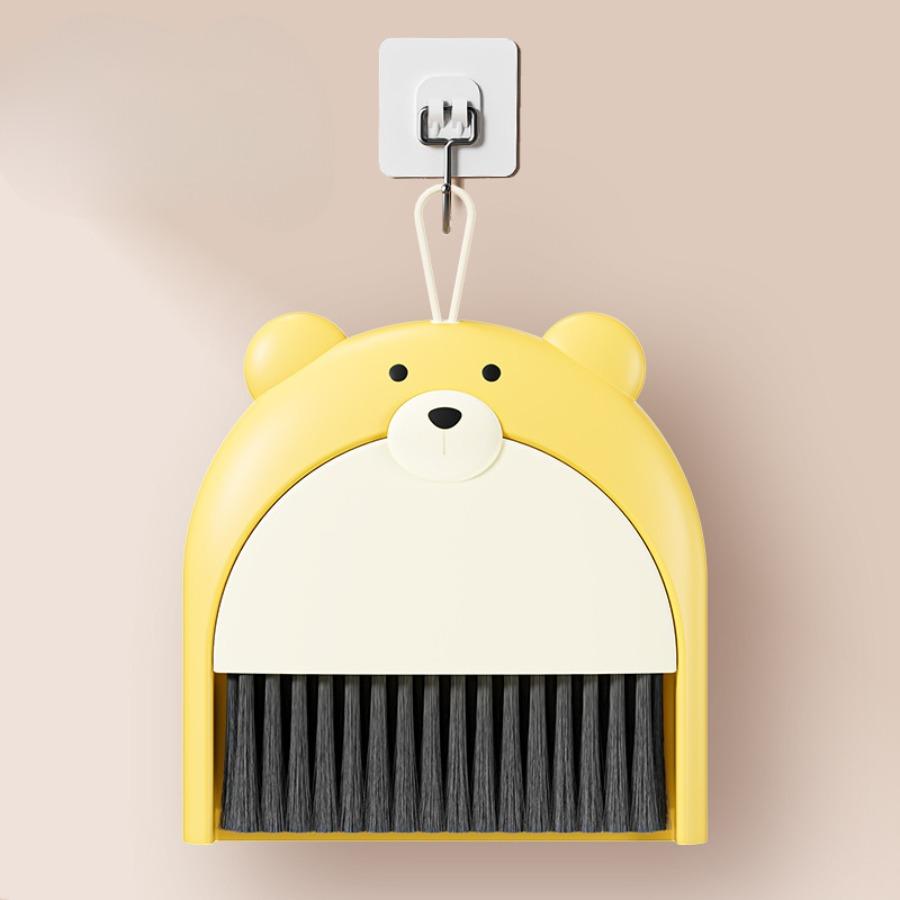 Small Broom Dustpan Set Cartoon Teddy Bear Household Desktop Garbage Shovel Small Dustpan Mini Foldable