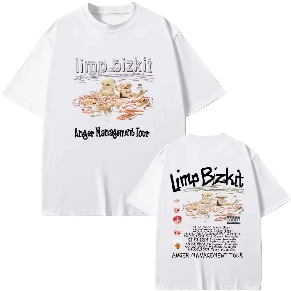 T-shirt Limp Bizkit Anger Management Tour Estate 2026 Lavaggio Vintage Anni '90 Merch Band Rock Adatta Sia per Uomini che per Donne