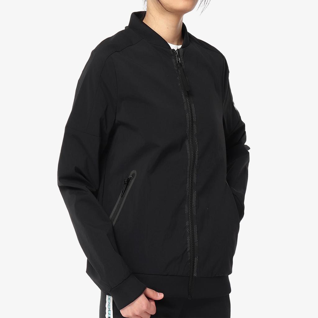 adidas Stand Collar Windproof Casual Versatile Long Sleeve Jacket Women Jacket Black DM5270