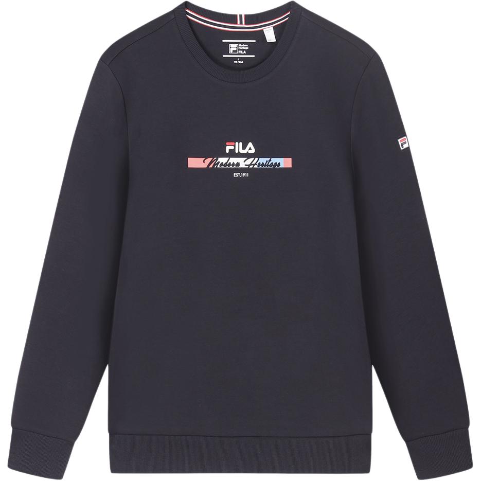 

FILA Mens Knitted Sweatshirt 2024 Spring New Business Commuting Pullover Simple Casual Top Men tops Legendary-Blue F11M411213F-NV XXL
