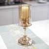Dropship Luxury Metal Glass Candlesticks Gold Candle Holders Wedding Centerpieces Table Decoration Candelabra Home Ornaments