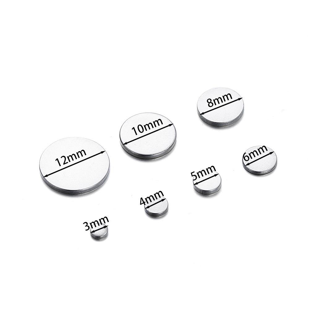 

50pcs 3-12mm Solid Round Stainless Steel Stamping Blank Dog Tags Pendants DIY Bracelet Charm Jewelry Findings Supplies Wholesale 3mm