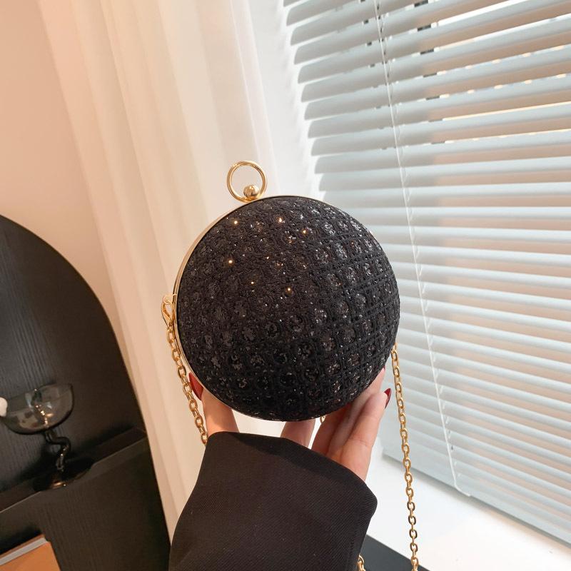

Ужин Личность Тренд Мода Бриллиантовая Инкрустированная Сумка Через Плечо Женская Сумка-Месседжер Цепь Шар Маленькая Круглая Сумка чёрный
