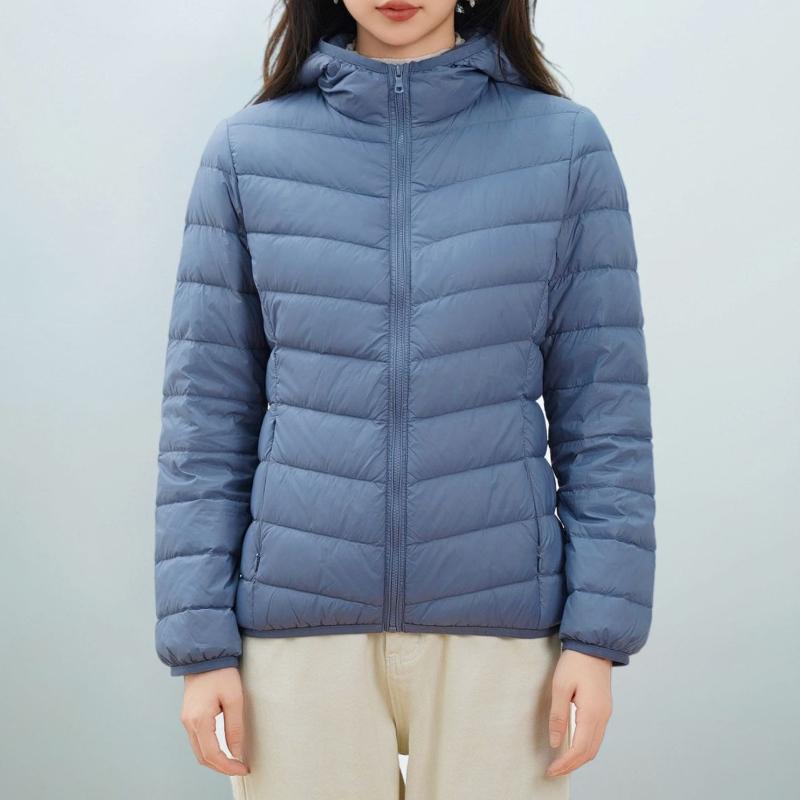 

Women s Fall/Winter Lightweight Fleece-Lined Down Jacket with Hood - Minimalist Outerwear XXXXL синій