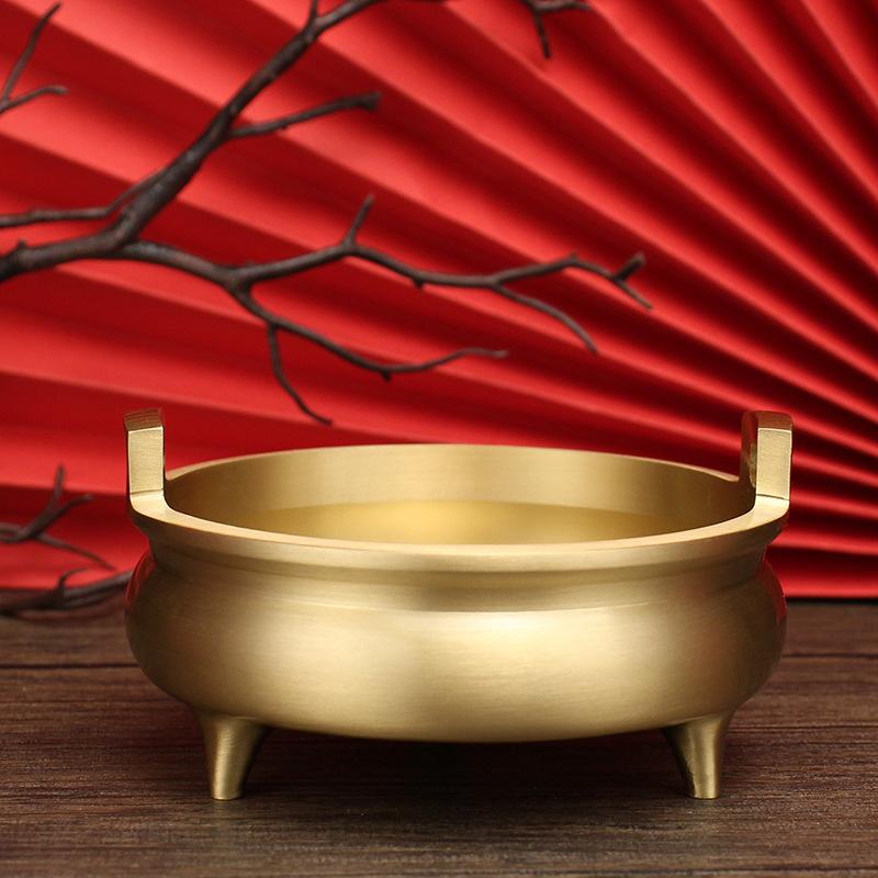 Tangteng pure brass incense burner Daming Xuande large mosquito coil disc incense burner incense incense for Buddha incense burner indoor incense
