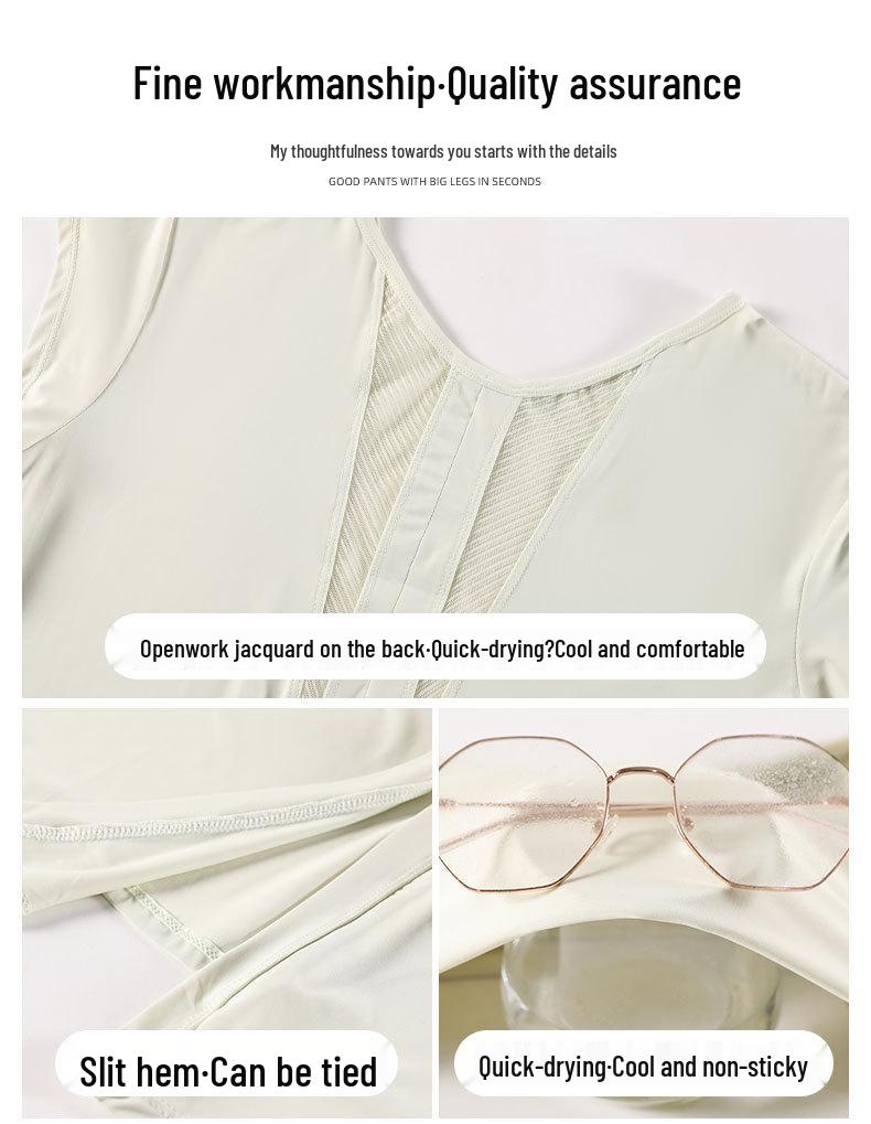 Dámský letní rychleschnoucí běžecký set 2025: Ledově hedvábné jógové kalhoty a volné tričko